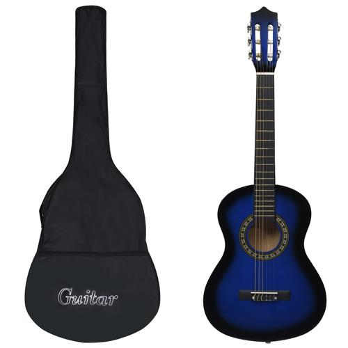 „vidaXL Klassikgitarre für Anfänger und Kinder mit Tasche Blau 1/2 34″““