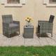 vidaXL 3-tlg. Bistro-Set Poly Rattan und Hartglas Grau