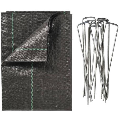 Nature Unkrautschutz-Bodengewebe mit Pegs 2×5 m Schwarz
