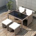 vidaXL 5-tlg. Garten-Essgruppe mit Auflagen Poly Rattan Beige