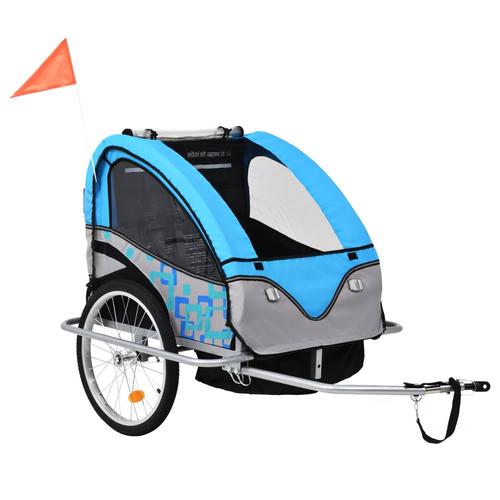 vidaXL 2-in-1 Fahrradanhänger und Kinderwagen Blau und Grau