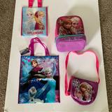 Disney Accessories | Disney Frozen Bundle!! Small Tote Bag, Large Tote Bag, Purse, And Lunch Box | Color: Pink/Purple | Size: Osg