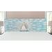 East Urban Home Peacock King Panel Headboard Upholstered/Metal/Polyester in Blue/White | 78.6 H x 83 W x 3 D in | Wayfair