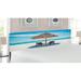 East Urban Home Seaside King Panel Headboard Upholstered/Metal/Polyester in Blue/White | 78.6 H x 83 W x 3 D in | Wayfair