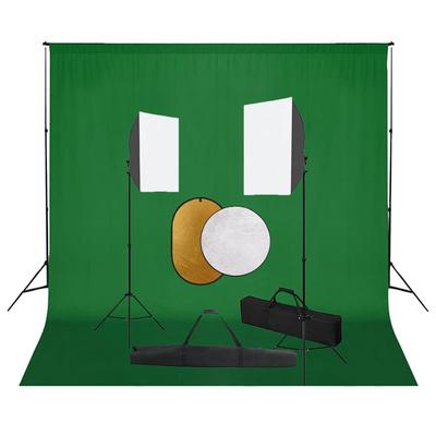 vidaXL Fotostudio-Set mit Softboxen, Hintergrundsystem und Reflektor