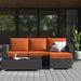 Stopover 3 Piece Outdoor Patio Sunbrella Sectional Set by Modway Synthetic Wicker/All - Weather Wicker/Wicker/Rattan in Brown | Wayfair