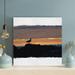 Rosecliff Heights A Bird On Rock By The Beach At Sunset - 1 Piece Rectangle Graphic Art Print On Wrapped Canvas in Black/Brown | Wayfair