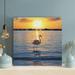Bayou Breeze Pink Flamingo On Body Of Water During Daytime - 1 Piece Rectangle Graphic Art Print On Wrapped Canvas in Blue/Yellow | Wayfair