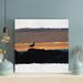 Rosecliff Heights A Bird On Rock By The Beach At Sunset - 1 Piece Rectangle Graphic Art Print On Wrapped Canvas in Black/Orange | Wayfair