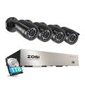 ZOSI 8CH DVR Security Cameras System, 4pcs Bullet Cameras Outdoor w/ 120ft Night Vision, 1TB HDD - in Black | 17.56 H x 8 W x 12 D in | Wayfair