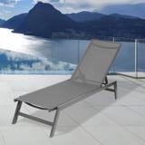 Outdoor Chaise Lounge Chair with Adjustable Aluminum Recliner
