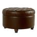 Leatherette Upholstered Wooden Ottoman with Tufted Lift Off Lid Storage, Brown