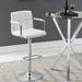 Modern White Leatherette Adjustable Swivel Stool with Chrome Pedestal Base