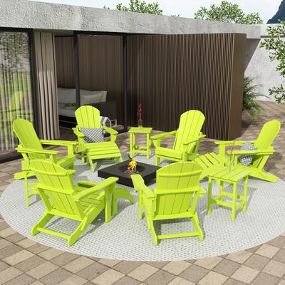 Polytrends Laguna Hdpe All Weather Outdoor Patio Foldable Adirondack Chairs Conversation Set (12-Piece Set)