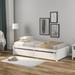 Modern Simple Style Pine Wood Twin Size Platform Bed with 2 Wheeled Drawers