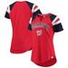 Women's Starter Red/Navy Washington Nationals Game On Notch Neck Raglan T-Shirt