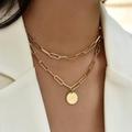 Free People Jewelry | Gold Layered Necklace Coin | Color: Gold | Size: Os