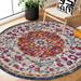 Blue/Orange Round 5'3" Area Rug - Charlton Home® Favreau Floral Ivory/Blue/Orange Area Rug Polypropylene | Wayfair C43DD4F3E54545248D7DE266A474845A