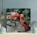 Bayou Breeze Pair Of Red Glowing Flamingos At Eating Time - Wrapped Canvas Painting Canvas in Green/Orange | 12 H x 12 W x 2 D in | Wayfair
