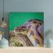 Latitude Run® Brown & Black Snake On Brown Rock 7 - Wrapped Canvas Painting Canvas in Black/Brown/Green | 12 H x 12 W x 2 D in | Wayfair