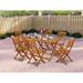 East West Furniture Outdoor Patio Dining Sets- a Rectangle Acacia Wood Table and Folding Chairs, Natural Oil(Pieces Option)