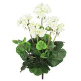 Set of 2 Cream White Artificial Geranium Flower Stem Bush Bouquet 16in - 16" L x 9" W x 9" DP