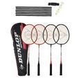 Dunlop Nanomax 4 Player Badminton Set (Rackets, Stakes, Net & Post)