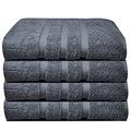 Luxury Bath Sheets Zero Twist Cotton 600 GSM (90 x140cm) Thick & Plush Hotel Quality Large Pool Spa & Hotel Bathroom Bath Towels | Pack Of 4 Charcoal Grey