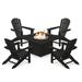 POLYWOOD® Palm Coast 5-Piece Adirondack Chair Conversation Set w/ Fire Pit Outdoor Table Plastic | Wayfair PWS710-1-BL