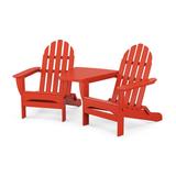 POLYWOOD® Classic Folding Adirondacks w/ Angled Connecting Table Wood in Red/Brown | Wayfair PWS562-1-SR