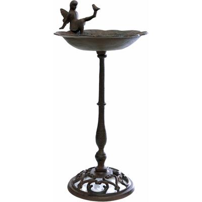 Gusseisen Vogeltränke elfe antik braun - 51 cm - Vogelbad mit Standfuß Image