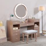 Caer Contemporary Solid Wood 3-Piece Vanity Set with LED Light Mirror by Furniture of America