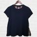 Kate Spade Tops | Kate Spade Saturday Womens Navy Plaid Ruffle Back Tee Shirt Top Size Small | Color: Blue | Size: S