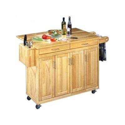 Home Styles Wood Top Kitchen Island Cart w/Breakfast Bar