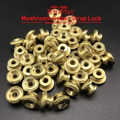 50/100pcs Mushroom Head Guitar Strap Buttons Locks Black Metal with Mounting Screws for Guitar Black/SIlver/Gold