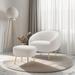 Lounge Chair - Everly Quinn Modern Soft Sherpa Accent Lounge Chair w/ Ottoman For Living Room. Wool/Fabric in White | Wayfair