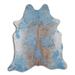 Blue 84 x 84 x 0.19 in Area Rug - Orren Ellis Extra Large Distressed Acqua Top Quality Animal Print Handmade Cowhide Area Rug Cowhide | Wayfair