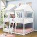 Harper Orchard Anevay Full Over Full Low House Bunk Bed, Wood Bunk Bed w/ Windows in White | 85 H x 56 W x 79 D in | Wayfair