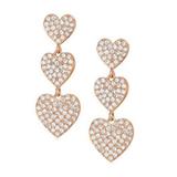 Kate Spade Jewelry | Kate Spade Yours Truly Rose Gold-Tone Crystal Encrustd Triple Heart Earrings Nwt | Color: Gold/Red | Size: Apx 1.4" Drop, 5/12" Width, 1" Height,