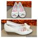 American Eagle Outfitters Shoes | American Eagle White Bow Top Open Toe Wedges | Color: White | Size: 5.5