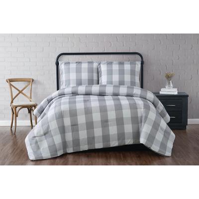 Everyday Buffalo Plaid Comforter Set by Truly Soft in Grey White (Size TWINXL)