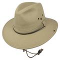 Dorfman Pacific Hats Cotton Aussie Hat with Chincord - Khaki Medium