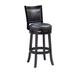 Sabi 29 inch Swivel Counter Stool, Solid Wood, Faux Leather, Brown, Black