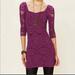 Free People Dresses | Free People - Intimately Plum Lace 3/4 Sleeve Dress With Brown Lining Body Con | Color: Brown/Purple | Size: M