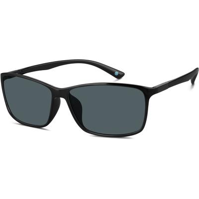 Zenni Men's Rectangle Rx Sunglasses Black Plastic Full Rim Frame