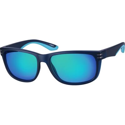 Zenni Men's Rectangle Rx Sunglasses Blue Plastic Full Rim Frame