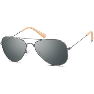 Zenni Men's Aviator Rx Sunglasses Gray Stainless Steel Full Rim Frame