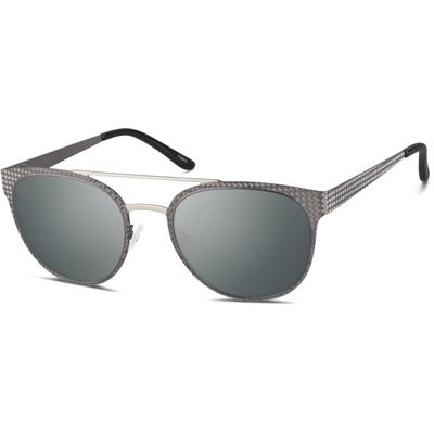 Zenni Round Rx Sunglasses Gray Stainless Steel Full Rim Frame