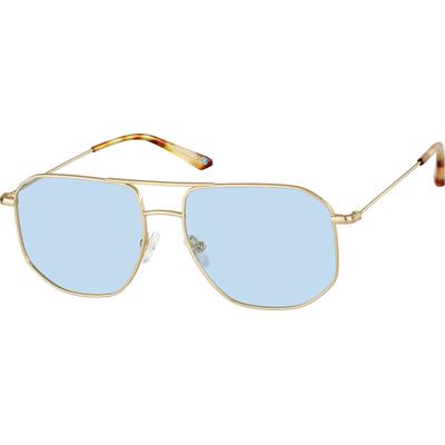 Zenni Experimental Aviator Rx Sunglasses Gold Stainless Steel Full Rim Frame