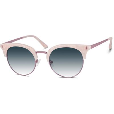 Zenni Women's Browline Rx Sunglasses Pink Mixed Full Rim Frame